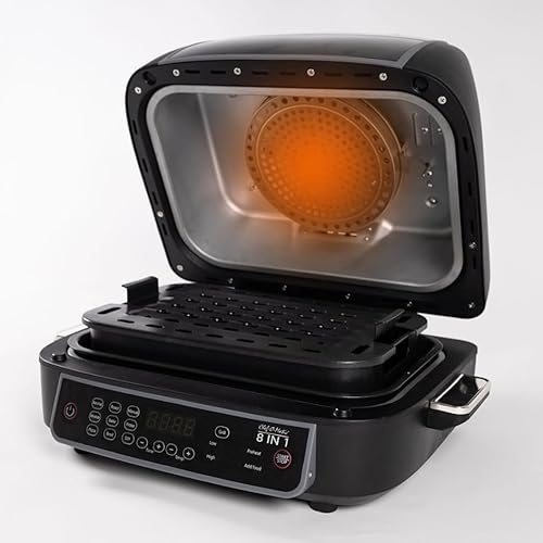 Chef O Matic Freidora de Aire sin Aceite, Horno Grill 8 en 1, 1500w, Tecnología Circulación de Aire, Panel digital, 8 funciones, Control de temperatura, Apagado automático