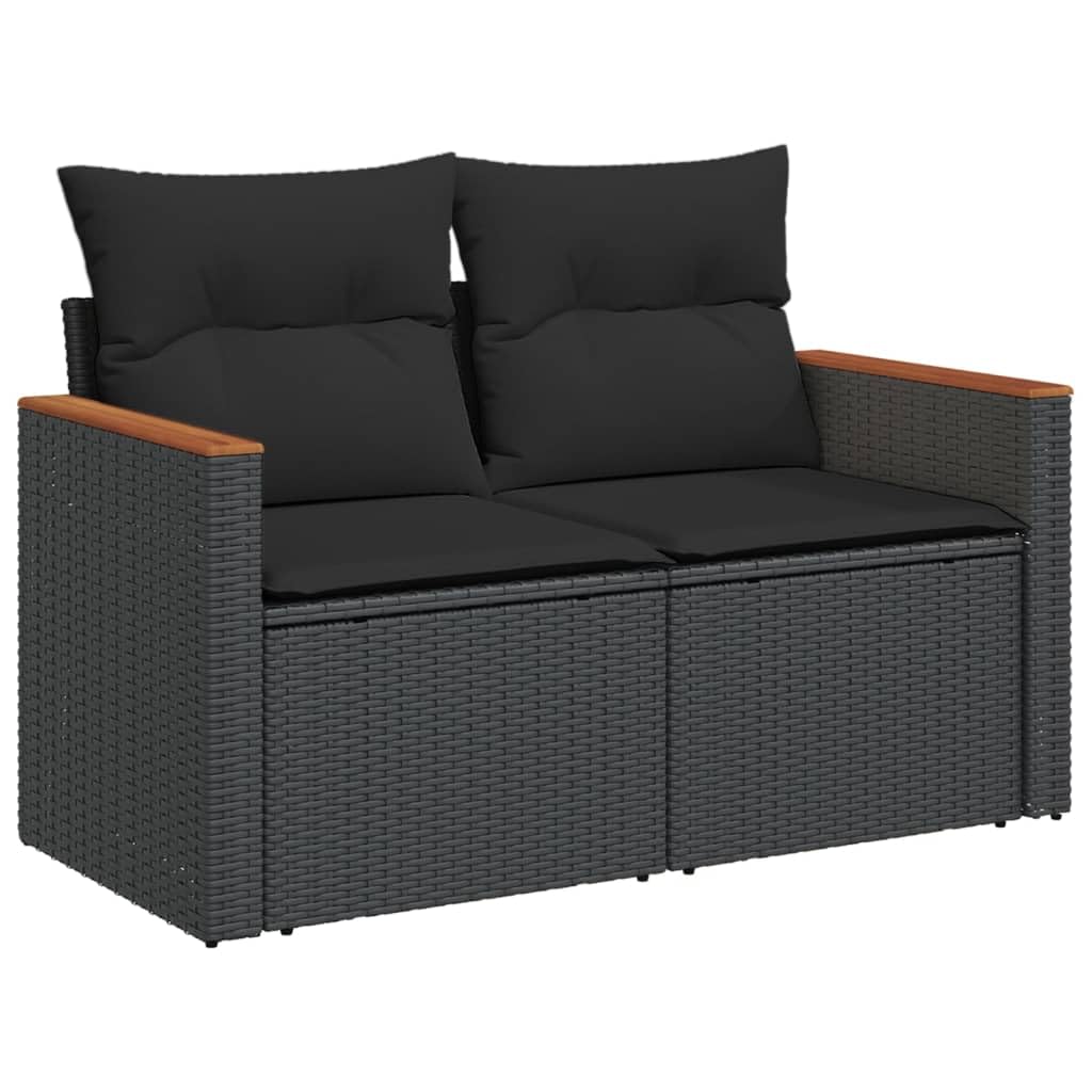 Set de Sofas Jardin 8 Piezas Cojines Ratán Sintético Negro