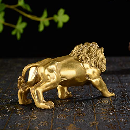 Brabud Chinese Fengshui Handmade Brass Magical And Noble Lion Statue Home Decor Housewarming Gift （Jinshizi） #TOP5