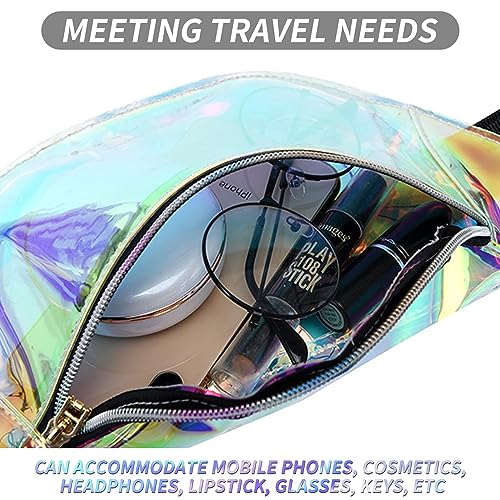 ShanBye Waist Pack, Fanny Pack for Women Vintage Travel Pouch, Holographic, Waterproof, Adjustable Belt, Large Capacity - Image 2