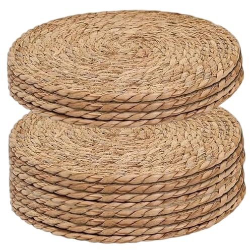 Sets de table ronds en papyrus marron, artisanat haut de gamme pour table
