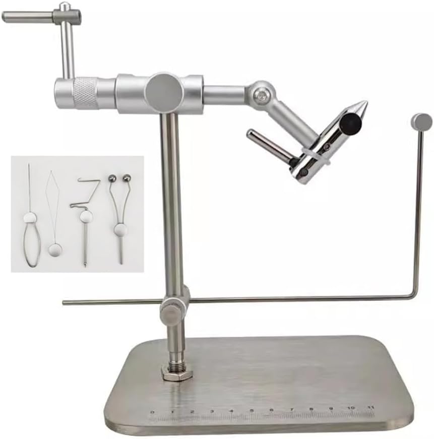Fly Tying Vise with Bobbin Holder, Stainless Steel Base and Jaws - 360° Rotation Rotary Universal Binding Station for Fishing Enthusiasts