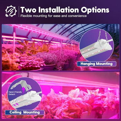 Image of FREELICHT 1 Pack 4ft LED Grow Light, 60W (350W Equivalent), Red Blue (660nm+460nm) Full Spectrum Grow Lights for Indoor Plants, Hanging Plug in Grow Lamp for Hydroponic Greenhouse Plants Seedling Veg