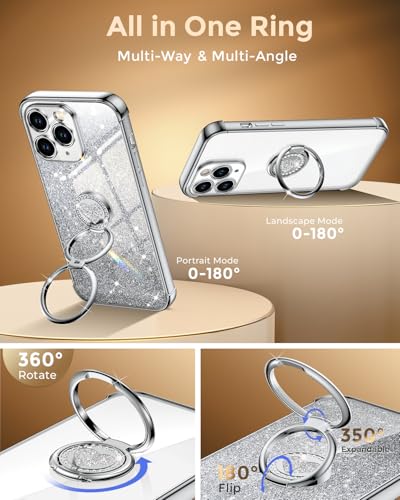 Coque iPhone 11 Pro anti-chute avec double anneau support transparent argent - 3