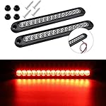 Miytsya 2 PCS 10 Inch 15 LED Trailer Tail Light Bar Stop Turn Tail Lights Assembly Third Brake Strip 9 to 30-volt Trailer Identification Light for Marine Boats Trucks Pickups (Clear Cover)
