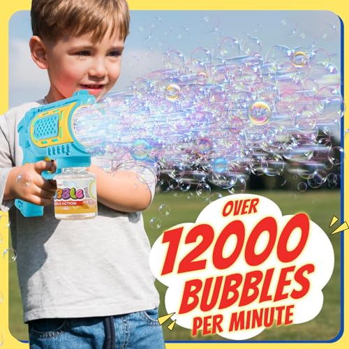 Toys for 3-8 Year Old Boys Girls: Bubble Guns with Bubble Solution 2 Pack, Bubbles Machine Blaster Blower Maker, Outdoor Toys for Kids Toddlers, Birthday Gifts for Ages 3 4 5 6 7 8 Year Old