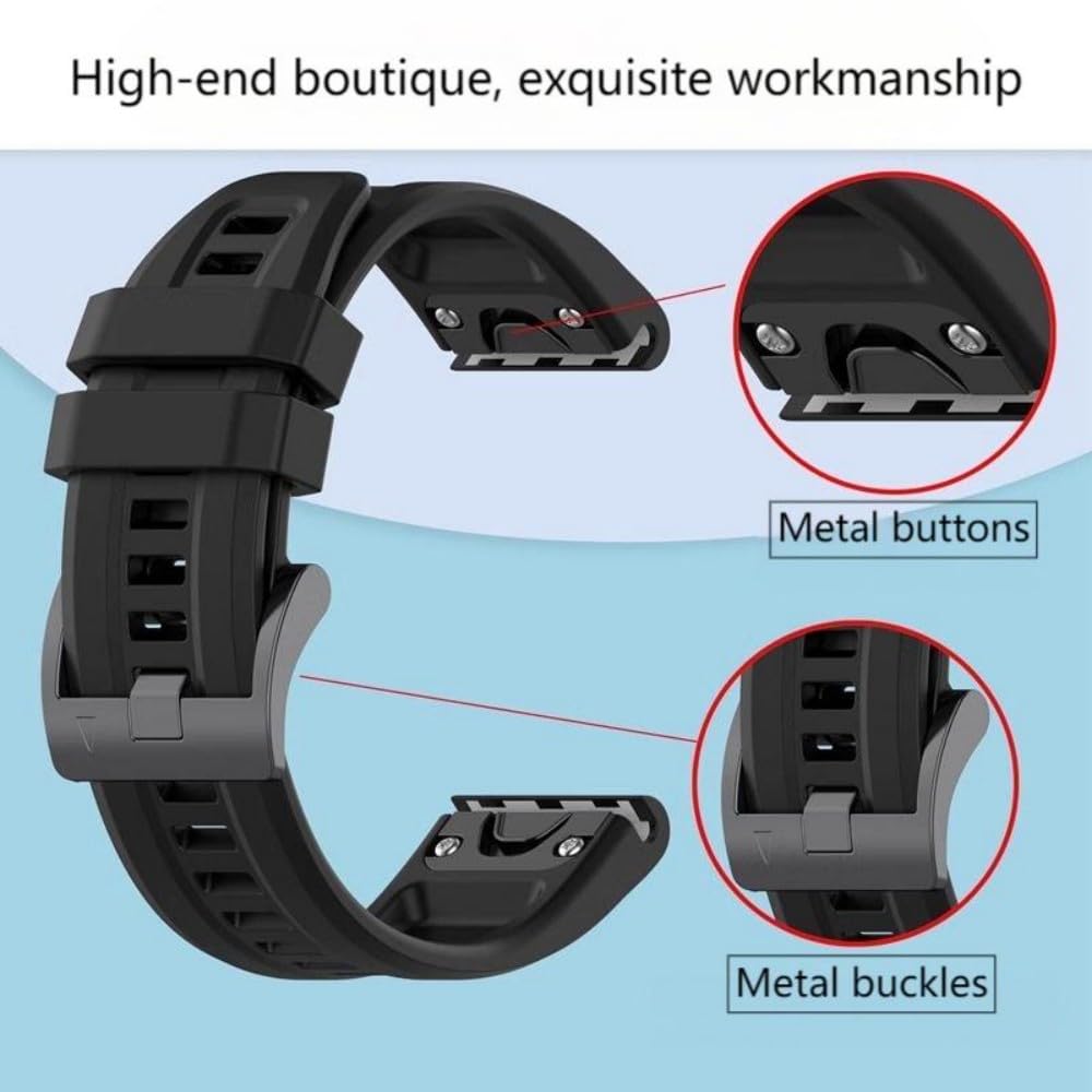 Pasek zapasowy 22 mm Quick Fit do Garmin Fenix 8/7 Sapphire Solar / E/5/5 Plus/6 Pro GPS, silikonowy pasek do zegarka Garmin Tactix 8/Quatix 5/7 Pro/Descent G2/G1 Solar