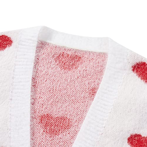 Valentines Day Mother and Daughter Cardigan Family Matching Long Sleeve Open Front Heart Sweater with Pockets4