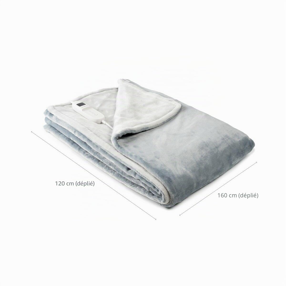 InnovaGoods® Couverture électrique 160 W, Couverture chauffante en Velours d'environ 1 cm d'épaisseur, Couverture de canapé avec 9 Niveaux de température, minuterie, température Max 47 ºC (+/-5 ºC)