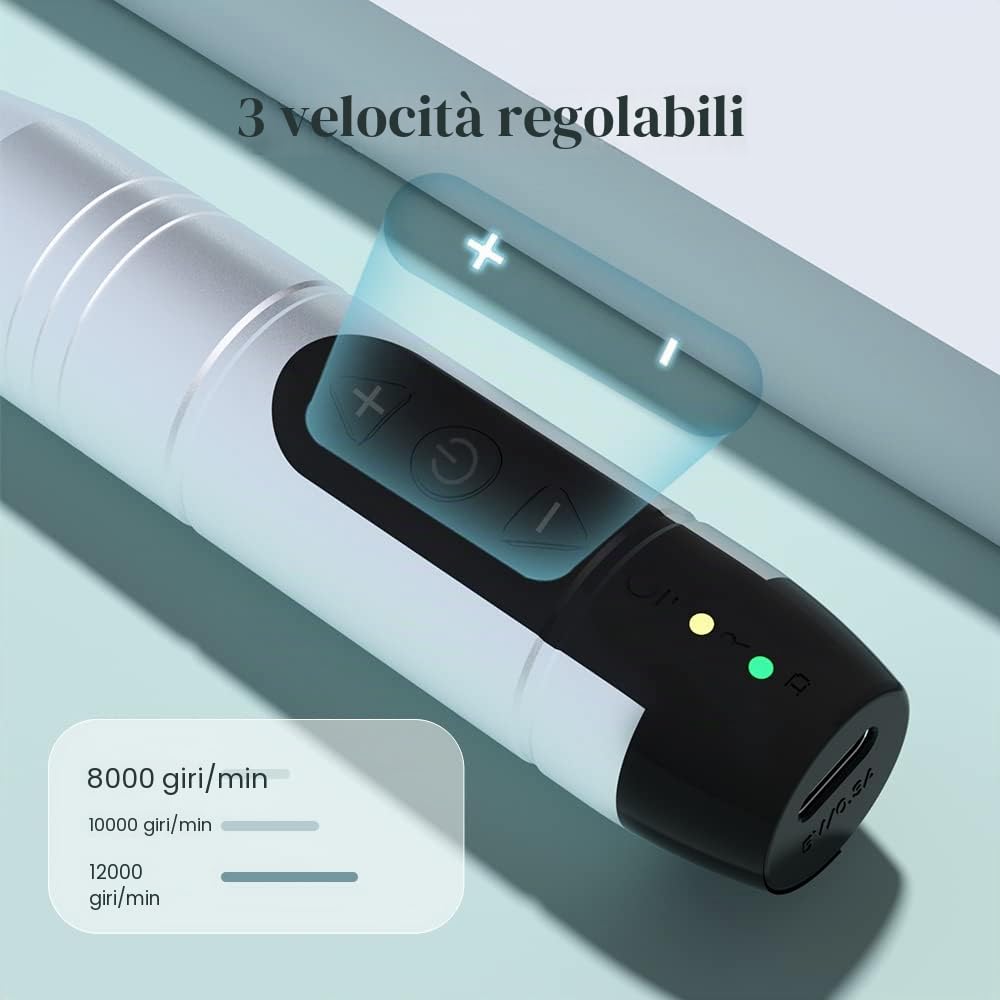 Fresa per Unghie, TOUCHBeauty Lima per Unghie Elettrica Senza Fili Professionale con USB Ricaricabile, 12 in 1 Manicure e Pedicure per Rimozione Smalti e Gel AG-2236