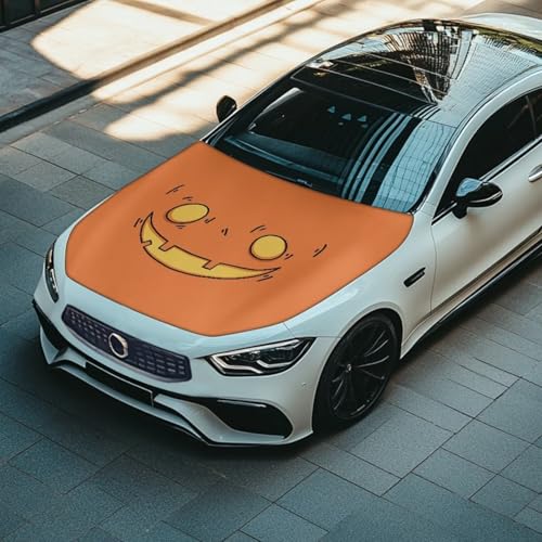 Image of Face Halloween Hood Cover for Truck Stretchable Engine Cover Can be Washed Hood Wraps Universal for Cars