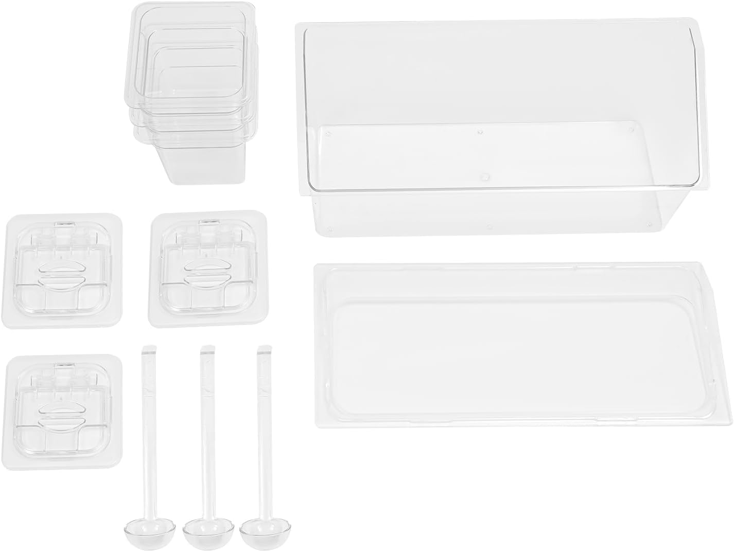 Ice Chilled 3 Compartment Condiment Server Caddy, Condiment Pots with 3 Large Containers Each with 9 Cup Capacity, 6" 1/6 Food Pan & Lid