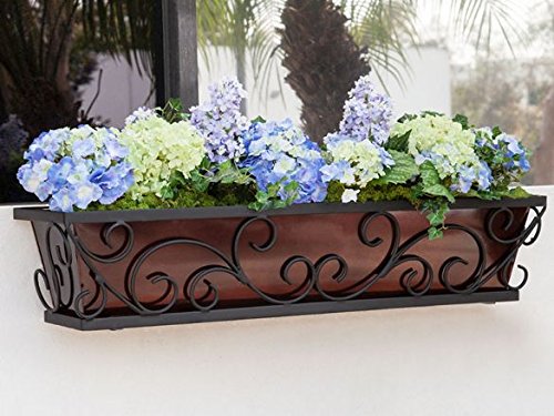 Regalia Tapered Iron Window Box with Bronze Liner 24 inches