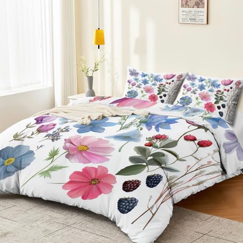 Housse de couette aquarelle florale en microfibre douce et facile d'entretien - 4