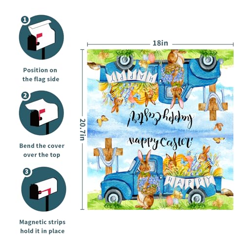 Image of Happy Easter Bunny Mailbox Covers - Magnetic Spring, Standard Size 18'x21', Waterproof Mail Wraps for Post Letter Box, Outdoor Decorations