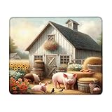 modernes Schreibtischmatte, Schweinebauernhof, malerisches Sonnenscheinland Mauspads Spritzwassergeschützt Schreibtischunterlage für Laptops Büro Büro