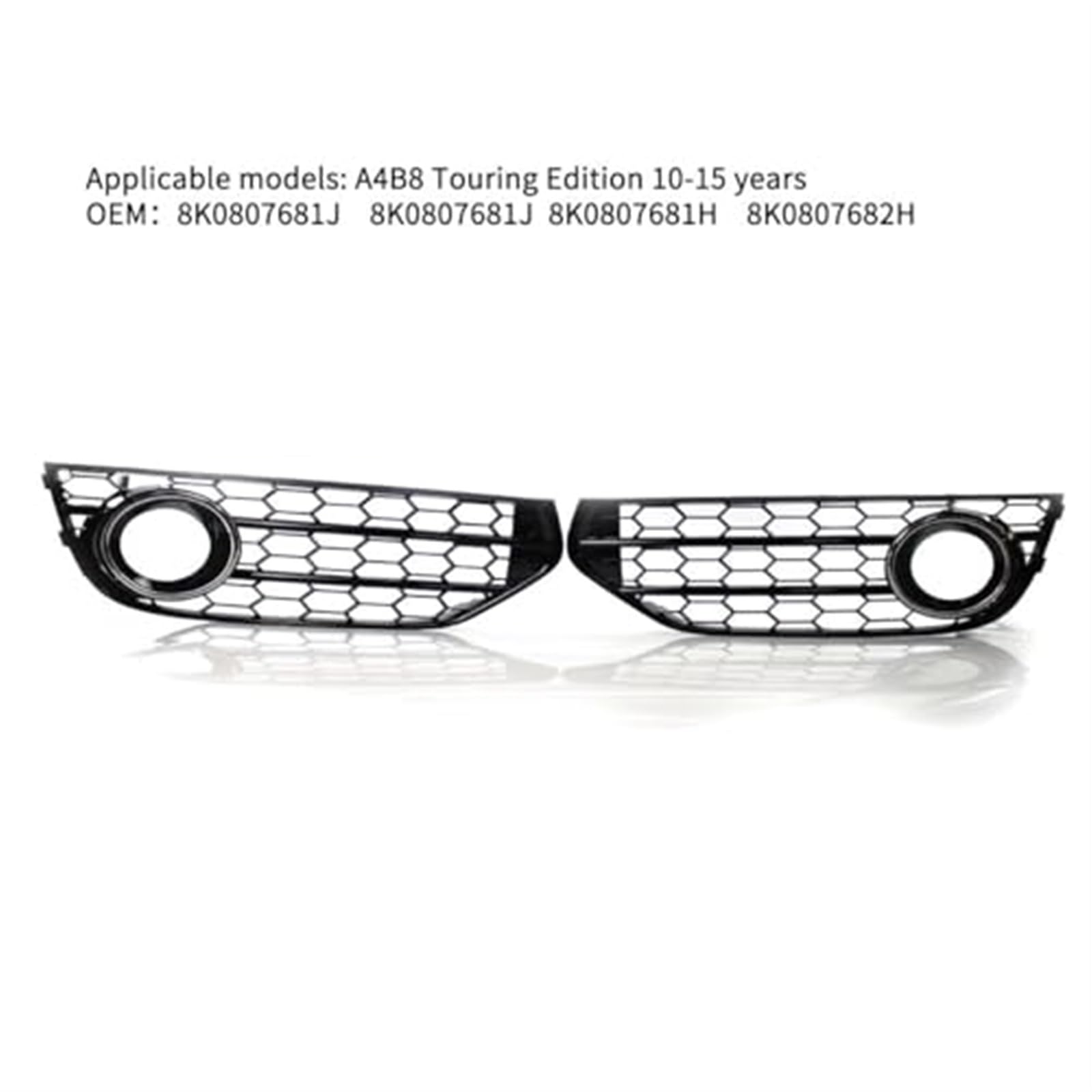 Do A4B8 Touring Edition 2007-2010 2 szt. Plaster miodu perforowana przednia rama światła przeciwmgielnego Auto Modified Parts 8K0807681J 8K0807681 Listwa przeciwmgielna(BLACK Gloss Black)