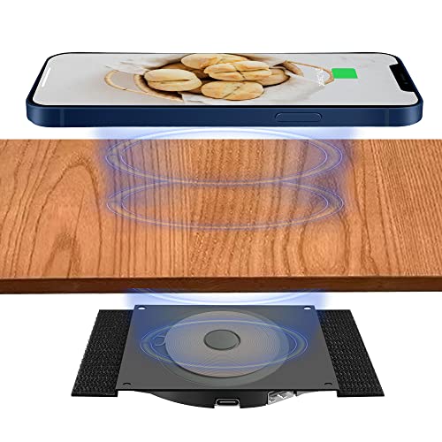 Invisible Wireless Charger Under Desk Furniture Wireless Charging Pad 10W Hidden Long Distance Wireless Phone Charger for iPhone 13/12/Pro Max &AirPods(with Adapter)