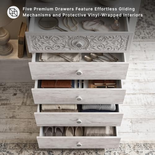 Signature Design by Ashley Paxberry 5 Drawer Chest of Drawers, Whitewash - image 6