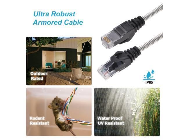 Nippon Labs 3 ft. Cat.6A Patch Cable, 24AWG Ethernet, RJ45, Male-to-Male, Water Resistant, Outdoor/Indoor, 1000 Mbps, 8P8C, Networking Devices