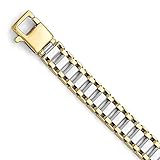 FB JEWELS Solid 14K Yellow Gold Plated Sterling Silver Polished Link Mens Bracelet