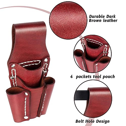Nktm Tool Pouch, Tool Holster For Belt Garden Tool Belt Leather Electrician’s Pocket Leather Heavy Duty Tool Pouch With 4 Pockets #TOP3