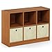 Furinno Basic Bibliothèque 3x2 avec Bacs, Cerisier, Bois dense, Cerise Clair/Ivoire, One Size
