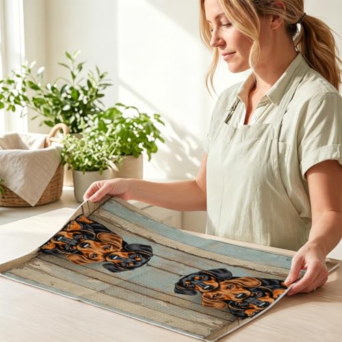 Image of Hanamiya Na 2 Pcs Dachshund Kitchen Towels 24x14 Inch, Dachshund Gifts Reusable Dish Towels for Kitchen Bathroom Decor, Weiner Dog Hand Cloth Tea Towel, Cute Dog Gifts for Women Mom Friend