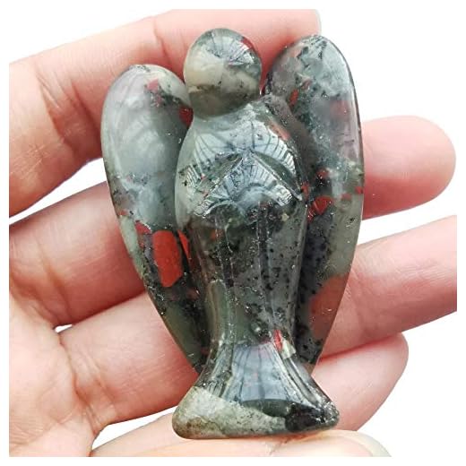 Lovionus89 Natuurlijk Afrika Bloedsteen Bewaker Engel Standbeeld, Handgesneden Steen Genezing Kristal Zak Figuren Decoratie, 5 CM
