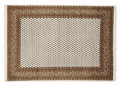 BADOHI MIR echter klassischer Orientteppich handgeknüpft in creme-braun, Größe: 60x90 cm