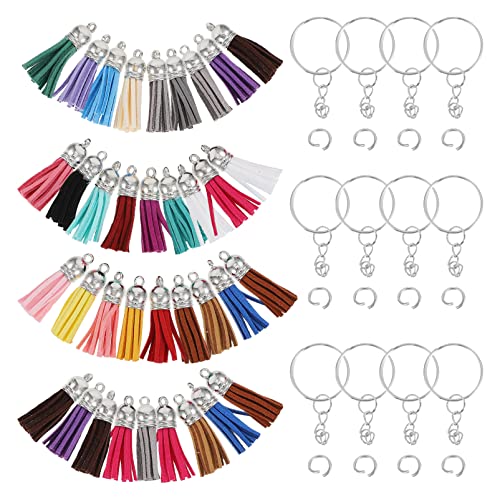 Beatifufu 1Set Multi Color Tassel Key Chain Kit Creative DIY Keychain Making Accessory for Bags Car Keys and More Includes Keychain Rings and Tassels Compact and Durable