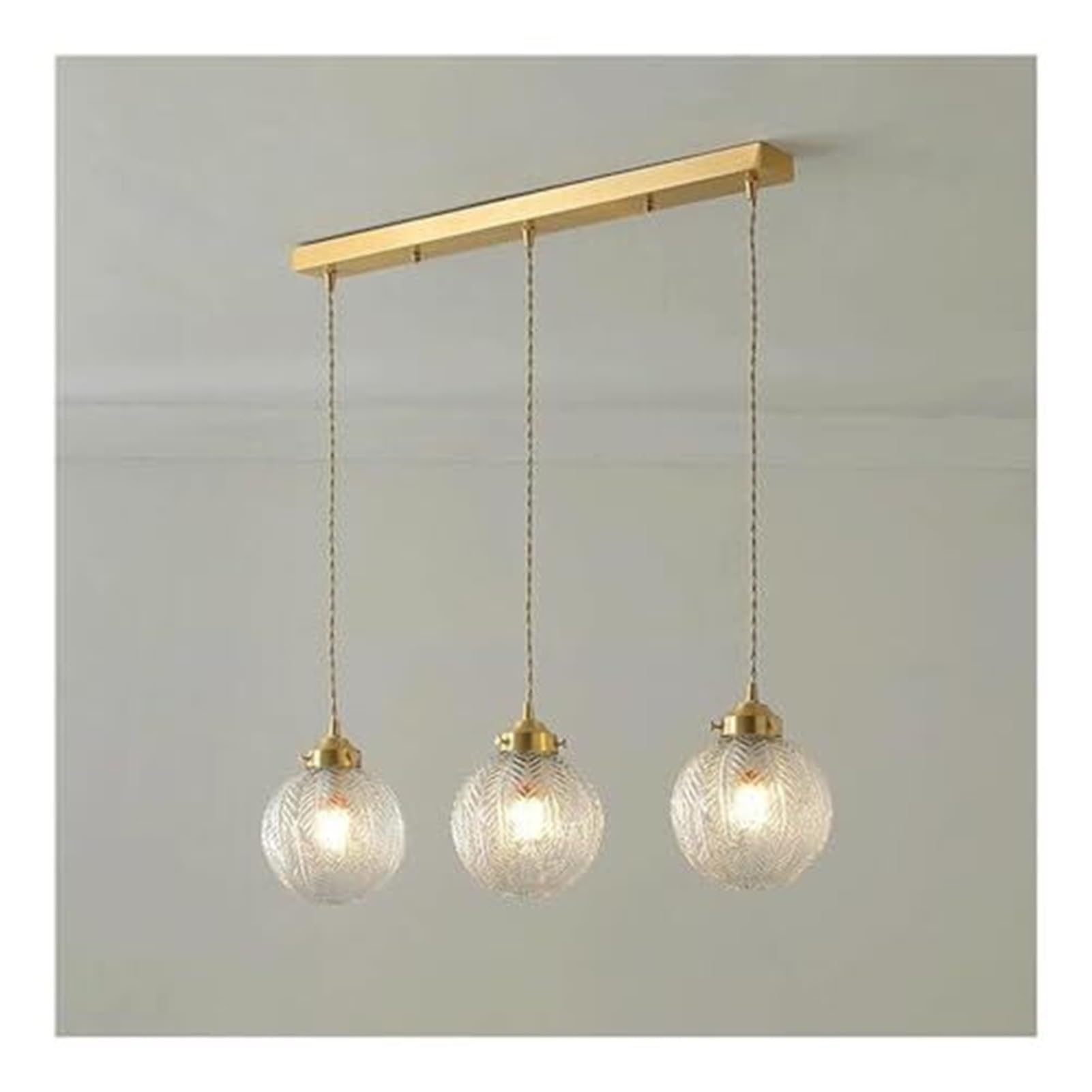 KBUUKYYXouy Modern Brass Gold Globe Blown Glass Pendant Lamp Chandelier Hanging Lighting Ceiling Fixture Mid Century Copper Accents for Kitchen Island(75cm)
