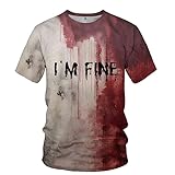 QYBHBCH Im Fine Bloody Tshirts Problem Solved T Shirts I'm Fine Bloody Halloween/Christmas T-Shirt for Men and Women Im Fine Bloody XX-Large