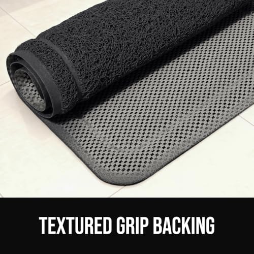 Image of GORILLA GRIP Exfoliating Bath and Shower Mat, Textured Backing, 30x16 Soft Loofah-Style Foot Scrubber for Outside or Inside Bathtub, Quick Dry Easy Drainage Tub Floor Mats, Bathroom Essentials, Black