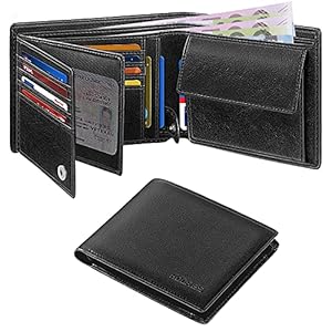 HOCRES® Wallets for Mens Muti-Functional RFID Blocking Leather Slim Wallet with 15 Credit Card Holders, 2 Banknote…