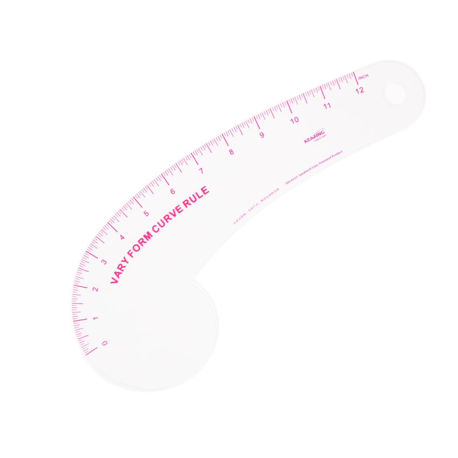 KEARING 12Inch Clear Vary Form Curve Ruler for Sewing Sandwich Line Scale