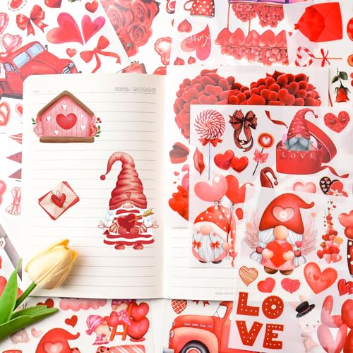 WANDIC 12 Sheets Valentine's Day Rub On Transfer Stickers Waterproof Decals Journal Album Decals Furniture Craft Transfers Decals for DIY Scrapbooking - Image 4
