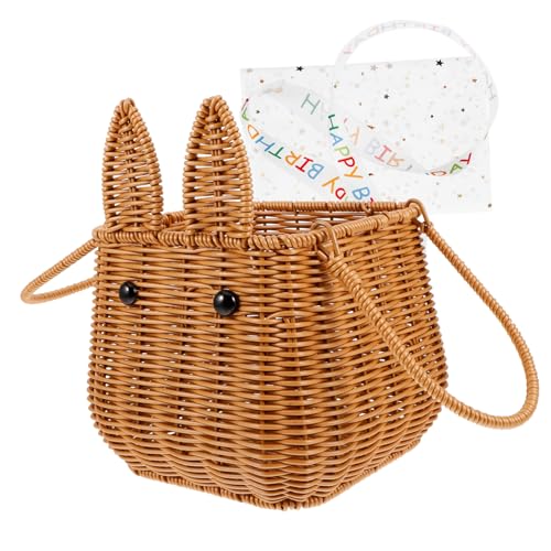 KICHOUSE Wicker Easter Bunny Large Basket Handmade Woven Basket for Boys and Girls