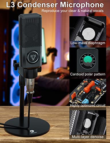 image for USB Audio Interface with Mixer and Sound Card, tenlamp G1 Sound Mixer 