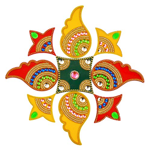 Rangoli de Diwali limpio y reutilizable set de piedras multicolor 4