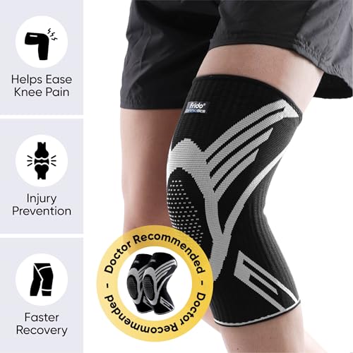 Image of Frido Active Knee Cap Support for Men & Women | Pain Relief Knee Brace | Anti-Sweat & Comfortable | Compression Knee Supporter for Joint Support, Sports, Gym & Injury Recovery (1 Pair) Black, Large