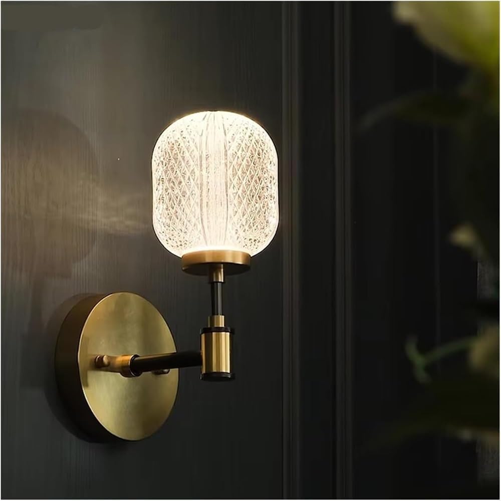 SMCCYYSD Crystal Acrylic Wall Lamp Copper Color Sconce Bedroom Living Room Indoor Lighting Light T-155