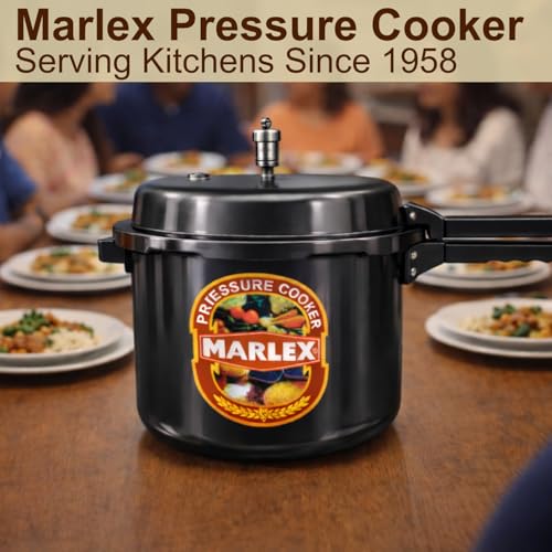 Image of Marlex Premium Hard Anodized Aluminium Pressure Cooker | Outer Lid - 11 Litres | Fast Cooking | Gas Stove Compatible | ISI Certified | 5-Year Warranty | Ideal For 10+ Large family