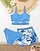 Dearnow Teen Girls Swimsuit Size 14 16 Bathing Suits 14-16 Blue Criss Cross Tropical Print 3 Piece Bikini Girls' Swimwear with Shorts