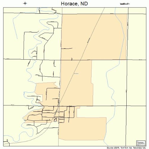 Large Street & Road Map of Horace, North Dakota ND Printed poster