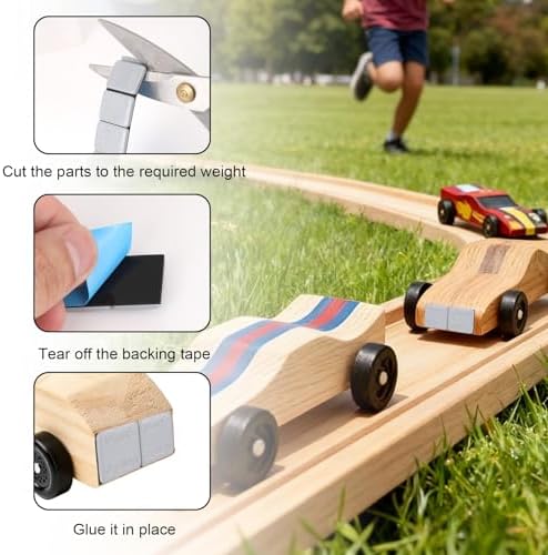 Axles and Weights Kit for Pinewood Derby Car, 4 Polished 2.54cm/1in Grooved Axles & 12 Racing Weights for Friction Reduction Zero Wobble & Center of Gravity Tuning (Gray) - 4