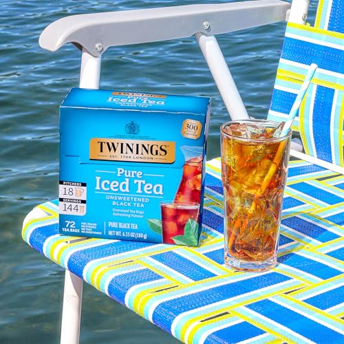 Image of Twinings Black Iced Tea, 72 Oversized Tea Bags, Makes 18 Pitchers or 144 Servings, Unsweetened, Caffeinated, 72 Count (Pack of 1)