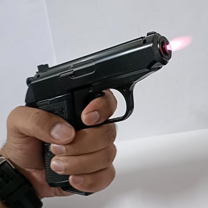 Image of Metal Body Real and Original Like Gun Pistol for Decorative, Smoking Filled with,Gas Gun Pistol Lighter Heavy Weight
