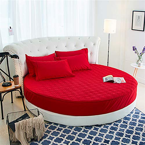 Drap housse lit rond 180cm en matelassé de coton supérieur SHEETS&BED Rouge