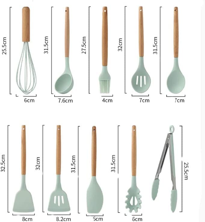 Küchenutensilien Set, Küchenhelfer Set, Küchenutensilien-Set Aufbewahrungsbox Werkzeuge Schaber Küchenutensilien Silikon-Küchenutensilien Siebenfarbiges Silikon-Küchenutensilien-Set